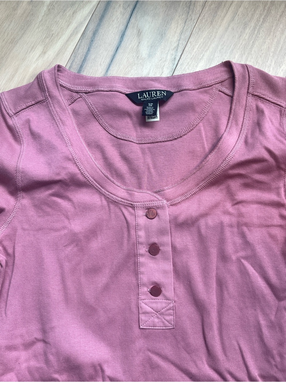 Ralph Lauren Women’s Long Sleeve Henley Top in Dusty Rose Size S Preppy - Picture 5 of 11